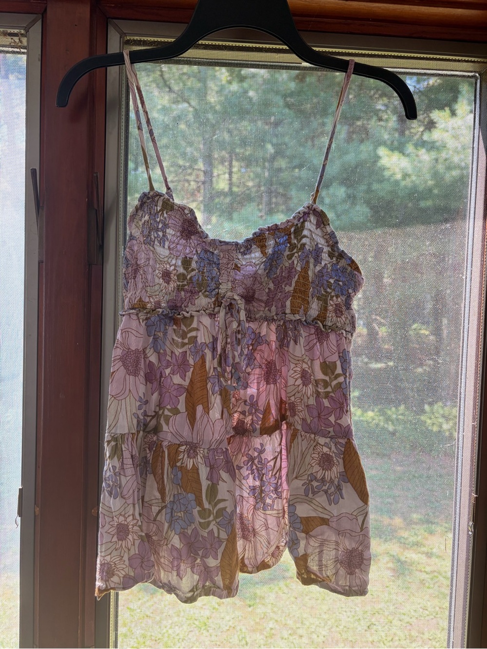 American Eagle Outfitters Floral Smocked Cami - Pink Multi